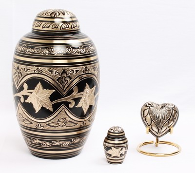 METAL CREMATION URN
ITEM NO. 7055
DESCRIPTION:- METAL CREMATION URN
SIZE:- 27 CM.
CAPACITY:- 3.50 ML
FINISH:- DOM TOP BLACK ENGRAVED.
PRICE:- 
PACKING:- SINGLE BOX STYRO FOAM UNDER 4 PCS MASTER CARTON.

Keywords: ADULT CREMATION URN