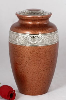 METAL CREMATION ADULT URN
ITEM NO. 6631
DESCRIPTION:- METAL CREMATION URN
SIZE:- 25 CM.
CAPACITY:- 3.50 ML
FINISH:-  MARBLE BROWN SILVER BAND.
PRICE:- 
PACKING:- SINGLE BOX STYRO FOAM UNDER 4 PCS MASTER CARTON.

Keywords: FUNERAL URN