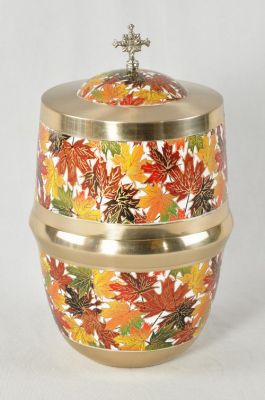 METAL CREMATION ADULT URN
ITEM NO. 6703
DESCRIPTION:- METAL CREMATION URN
SIZE:- 26 CM.
CAPACITY:- 3.50 ML
FINISH:-  MAT BRASS COLOURFUL FLOWER
PRICE:- 
PACKING:- SINGLE BOX STYRO FOAM UNDER 4 PCS MASTER CARTON.

Keywords: RELIGIOUS URN