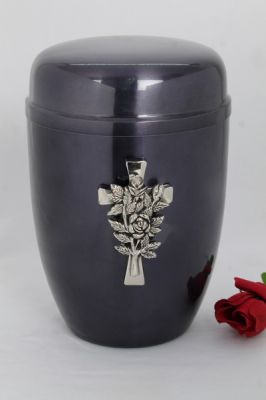 IRON CHEAP URN.
ITEM NO. 6796
DESCRIPTION:-  IRON  URN.
SIZE:- 27 CMS.
CAPACITY:-3.50 ML
FINISH:-  BLUE TRANSPARENT CROSS WITH ROSE NICKLE.
PRICE:-
PACKING:- SINGLE BOX STYRO FOAM UNDER 4 PCS MASTER CARTON
Keywords: ASHES FOR POT