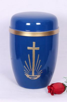 IRON CHEAP URN.
ITEM NO. 6851
DESCRIPTION:- IRON CHEAP URN.
SIZE:- 27 CMS.
CAPACITY:-3.50 ML
FINISH:-  BLUE GLOSSY SUNRISE IN GOLDEN.
PRICE:-
PACKING:- SINGLE BOX STYRO FOAM UNDER 4 PCS MASTER CARTON
Keywords: ASHES FOR POT