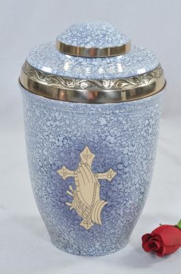 METAL CREMATION ADULT URN
ITEM NO. 6869
DESCRIPTION:- METAL CREMATION URN
SIZE:- 27 CM.
CAPACITY:- 3.50 ML
FINISH:- BLUE MARBLE STONE CROSS PRAYING HAND
PRICE:- 
PACKING:- SINGLE BOX STYRO FOAM UNDER 4 PCS MASTER CARTON.
Keywords: RELIGIOUS URN