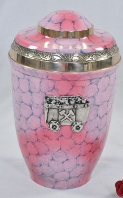 METAL CREMATION ADULT URN
ITEM NO. 6870
DESCRIPTION:- METAL CREMATION URN
SIZE:- 27 CM.
CAPACITY:- 3.50 ML
FINISH:-  PINK DOUBLE SHADE STONE MINING APPLIQUE
PRICE:- 
PACKING:- SINGLE BOX STYRO FOAM UNDER 4 PCS MASTER CARTON.
Keywords: ASHES FOR POT