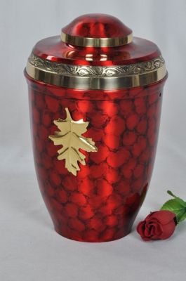 METAL CREMATION ADULT URN
ITEM NO. 6873
DESCRIPTION:- METAL CREMATION URN
SIZE:- 27 CM.
CAPACITY:- 3.50 ML
FINISH:-  REDDISH BLACK FIRE FOX WITH BRASS LEAVES
PRICE:- 
PACKING:- SINGLE BOX STYRO FOAM UNDER 4 PCS MASTER CARTON.
Keywords: ADULT CREMATION URN