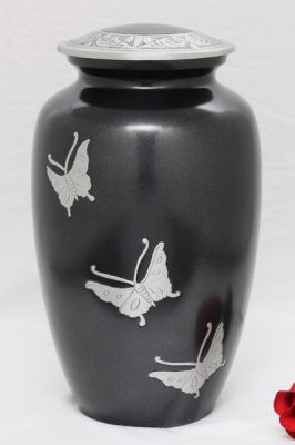 ALUMINIUM CREMATION URN
ITEM NO. 6958
MATERIAL:- ALUMINIUM
DESCRIPTION:- METAL CREMATION URN
SIZE:- 27 CM.
CAPACITY:- 3.50 ML
FINISH:- CLASSIC BLACK SILVER ENGRAVE BUTTERFLY
PRICE:- 
PACKING:- SINGLE BOX STYRO FOAM UNDER 4 PCS MASTER CARTON
Keywords: ADULT CREMATION URN