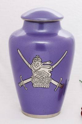 METAL CREMATION URN
ITEM NO. 7044
DESCRIPTION:- METAL CREMATION URN
SIZE:- 25 CM.
CAPACITY:- 3.50 ML
FINISH:-  PURPLE ENAMELED SWORD
PRICE:- 
PACKING:- SINGLE BOX STYRO FOAM UNDER 4 PCS MASTER CARTON.
Keywords: ADULT CREMATION URN