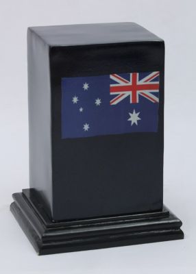 ALUMINIUM URN
ITEM NO. 7239
DESCRIPTION:- ALUMINIUM RECTANGLE URN
SIZE:-  23X13X15 CMS.
CAPACITY:-2.50 ML
FINISH:-  BLACK WITH AUSTRALIAN FLAG WOODEN BASE.
PRICE:-
PACKING:- SINGLE BOX STYRO FOAM UNDER 4 PCS MASTER CARTON

Keywords: FUNERAL URN
